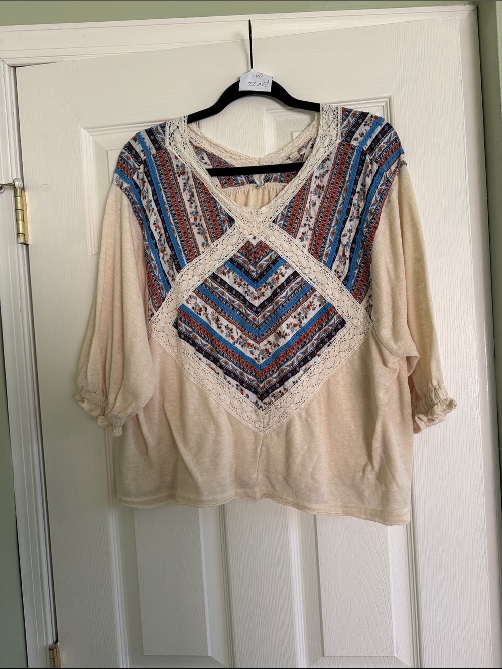 Oddi cream lace and floral boho top